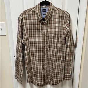 Arrow Men's Tan and Brown Checkered Shirt